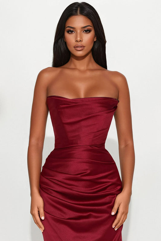 Satin Heart Maxi Dress - Wine