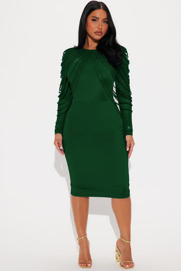 All Eyes On Me Midi Dress - Hunter