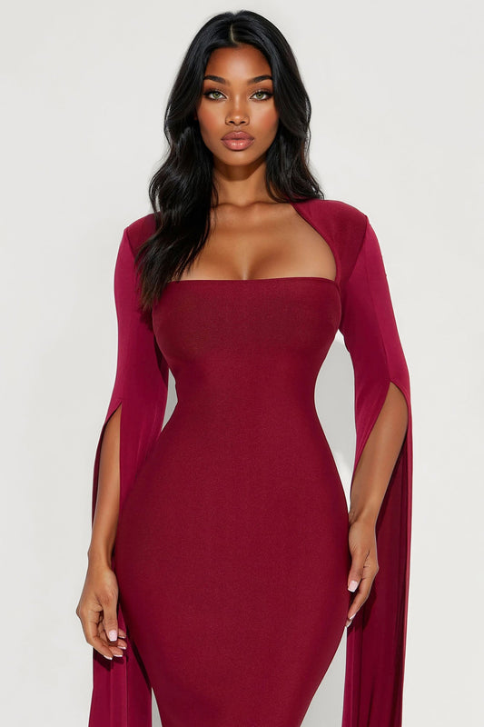 Feeling Regal Bandage Midi Dress - Wine
