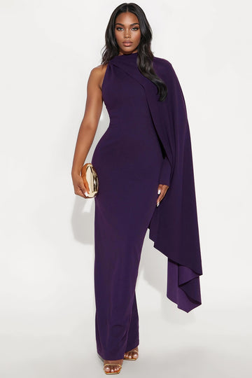 Heart Snatcher Draped Gown - Purple