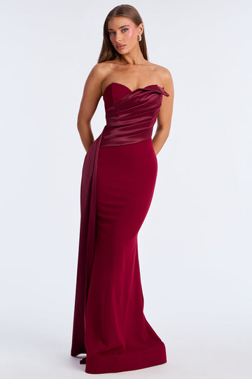 Katarina Maxi Gown Dress - Burgundy