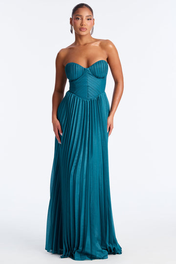 Urban Spark Plisse Gown - Teal