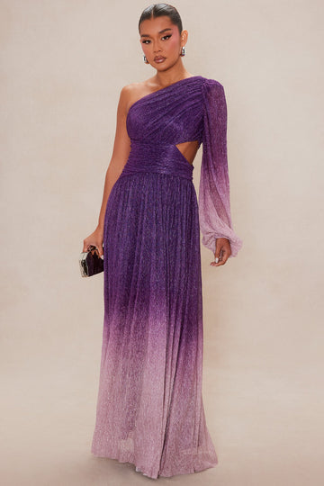 Glitter Dilemma Ombre Gown - Plum