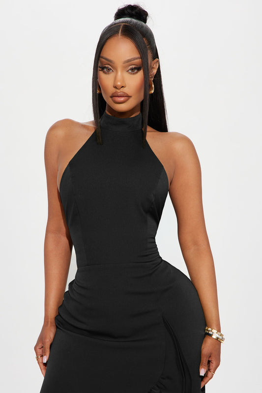 Olivia Ruffle Maxi Dress - Black