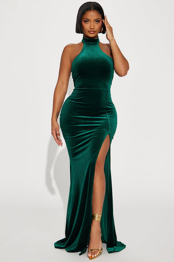 Peyton Velvet Maxi Gown - Hunter