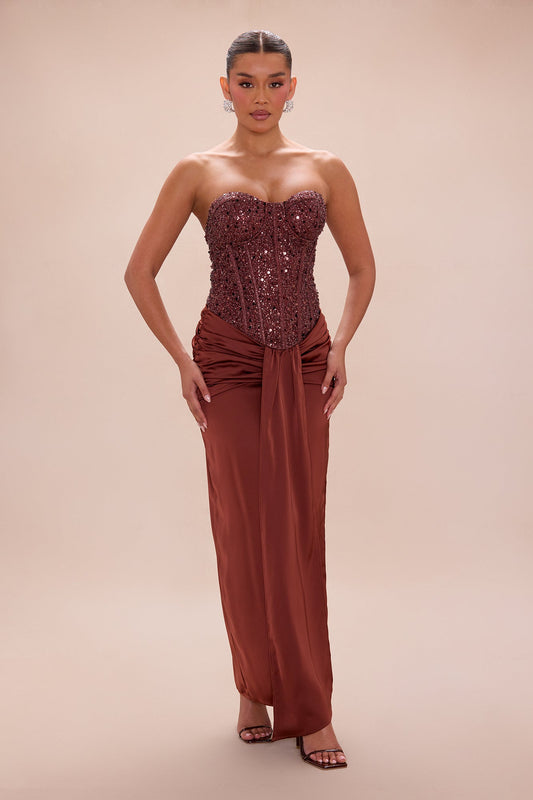 Sammy Embellished Maxi Dress - Chocolate