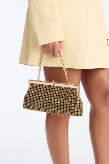 It's Giving Fancy Rhinestone Clutch - Gold