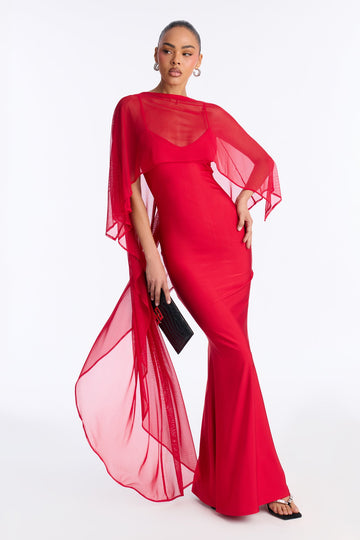 Staying True Satin Maxi Dress - Red