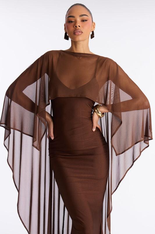 Staying True Satin Maxi Dress - Chocolate