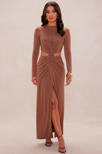 Cira Cut Out Maxi Dress - Brown