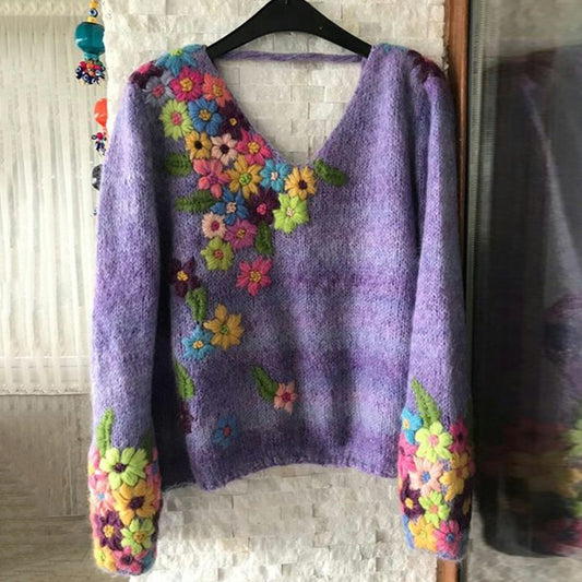 Hot-selling 3D Digital-print V-neck Womens Sweater For Halloween